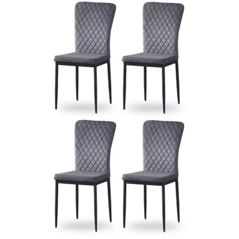 Set of 4 Velvet Dining Chairs High Back Kitchen Counter chairs home & restaurants & Lounge Leisure & Living Room & Office（Grey,4） (1/5)