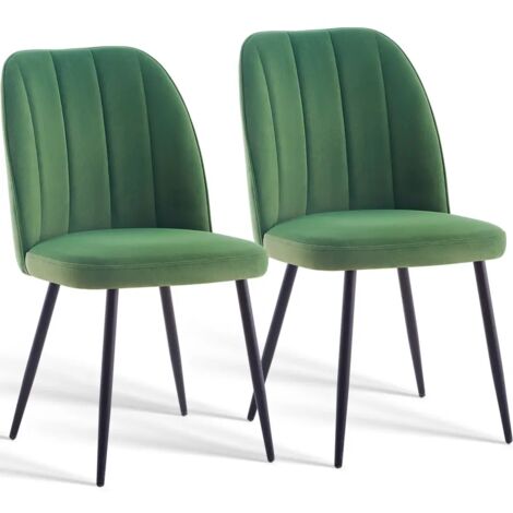 AINPECCA 2X Dining Chairs Padded Seat Metal Leg Kitchen Chair Home Office Room ,Grass Green