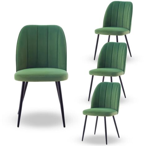 AINPECCA 4X Dining Chairs Padded Seat Metal Leg Kitchen Chair Home Office Room ,Grass Green
