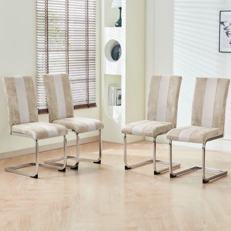 AINPECCA 4pcs Dining Chairs Suede Metal Legs Kitchen Chair Sets Beige