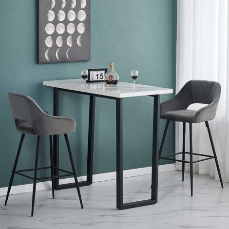 AINPECCA 1pcs Grey Bar Stool Velvet Seat w/Backrest &Armrest Metal Leg Kitchen Breakfast