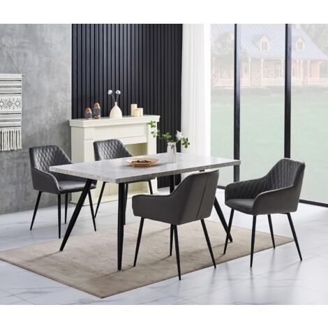 AINPECCA Set of 2 Velvet Dining Chairs Grey Upholstered Seat with Metal Legs Living Room(Grey,2)