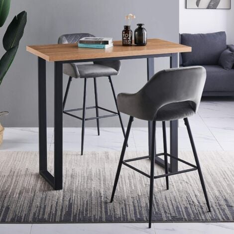 AINPECCA 2pcs Grey Bar Stool Velvet Seat w/Backrest &Armrest Metal Leg Kitchen Breakfast