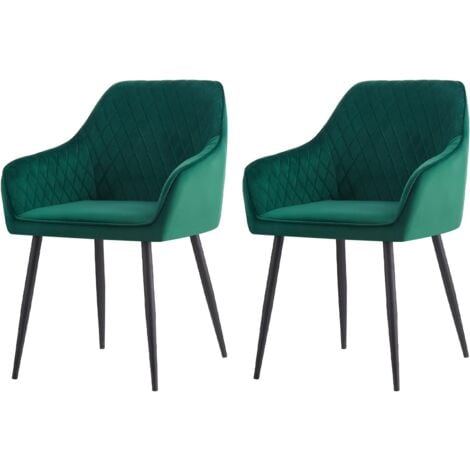 AINPECCA Set of 2 Velvet Dining Chairs Green Upholstered Seat with Metal Legs Living Room(Green,2)