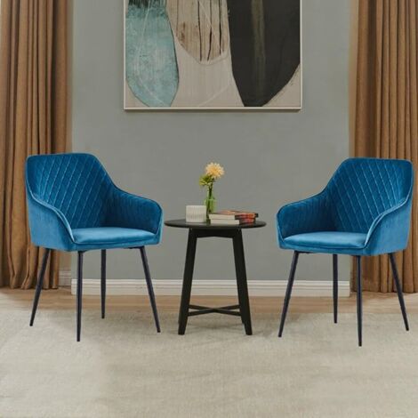AINPECCA Set of 2 Velvet Dining Chairs Teal Upholstered Seat with Metal Legs Living Room(Teal,2)
