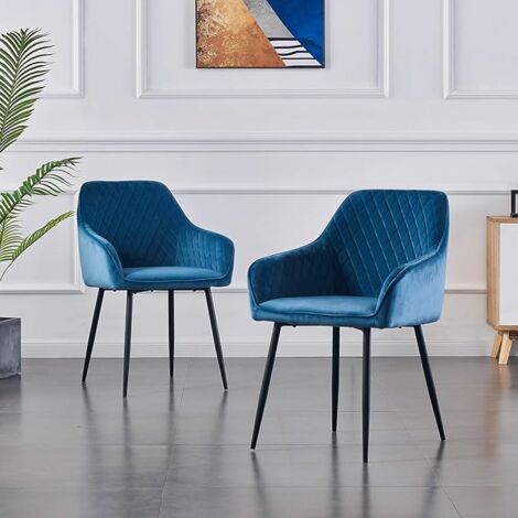 AINPECCA Set of 2 Velvet Dining Chairs Teal Upholstered Seat with Metal Legs Living Room(Teal,2)