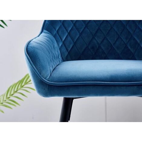 AINPECCA 1X Velvet Bars tools Fabric Upholstered seat with Backrest Armrest Black Metal Legs Kitchen Breakfast Counter Chairs Teal