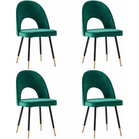 AINPECCA Set Of 4 Dining Chairs Velvet Seat Metal Legs Kitchen Lounge Living Room Chair Home,4pcs Green