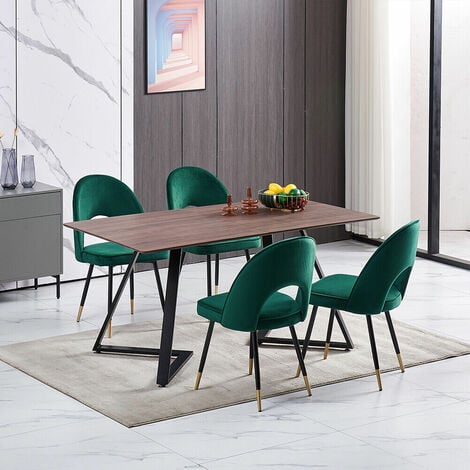 AINPECCA Set Of 4 Dining Chairs Velvet Seat Metal Legs Kitchen Lounge Living Room Chair Home,4pcs Green