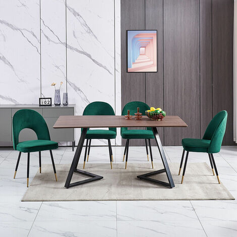 AINPECCA Set Of 4 Dining Chairs Velvet Seat Metal Legs Kitchen Lounge Living Room Chair Home,4pcs Green