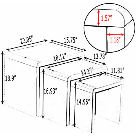 Coffee Side Tables Set of 3,High Gloss Coffee Table,Nesting Tables,MDF and Glass,White