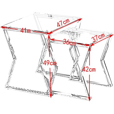 Eclipse Glass Nest of Tables Set 2 Clear Transparent Set Side Lamp End Table Home