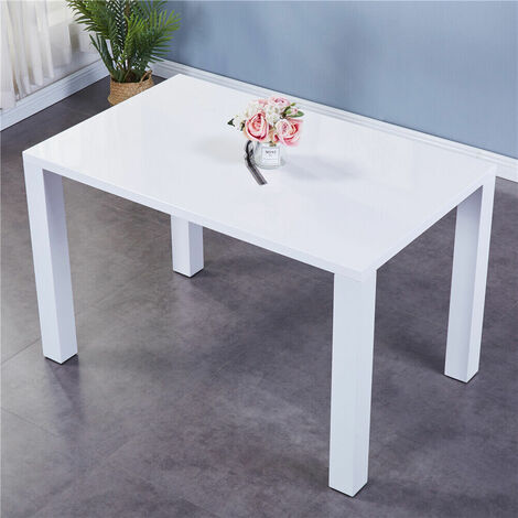 AINPECCA 1.2M White High Gloss Dining Table and Velvet Chairs 4-6 Set Padded Chairs Home Kitchen
