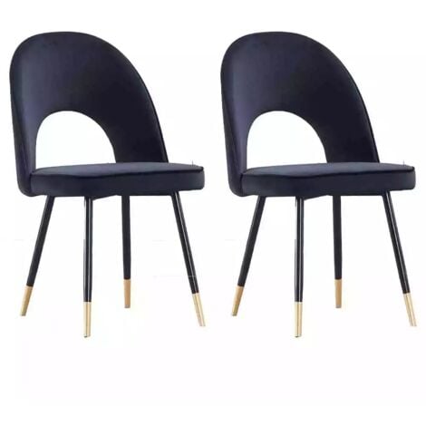 AINPECCA Set Of 2 Dining Chairs Black Velvet Seat Metal Legs Kitchen Lounge Living Room Chair Home,2PCS BLACK