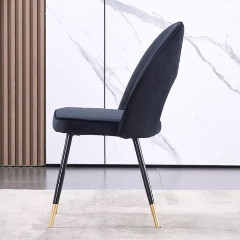 AINPECCA Set Of 2 Dining Chairs Black Velvet Seat Metal Legs Kitchen Lounge Living Room Chair Home,2PCS BLACK