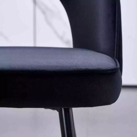 AINPECCA Set Of 2 Dining Chairs Black Velvet Seat Metal Legs Kitchen Lounge Living Room Chair Home,2PCS BLACK