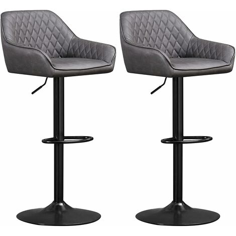 AINPECCA Set Of PU leather Grey Bar Stools Breakfast Bar Chair