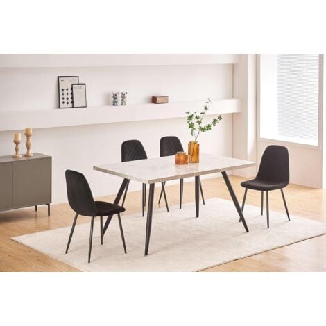 AINPECCA 4X black Dining Chairs Velvet Padded Seat Metal Legs Kitchen Home Office UK