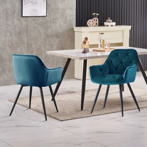 AINPECCA 1PCS Dining Chairs Velvet Padded Seat Metal Legs Kitchen Chair Home Office(Teal,1PCS)
