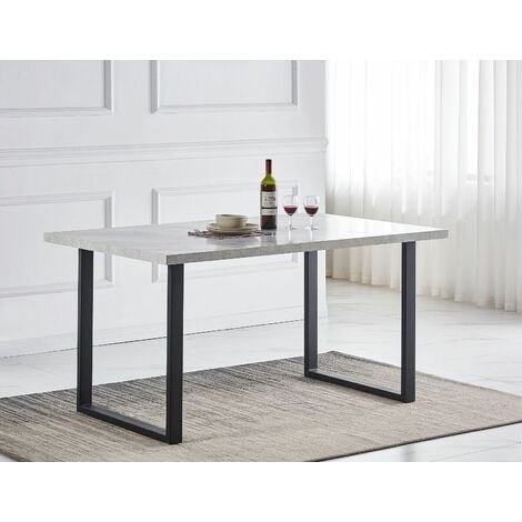 AINPECCA 1.5M White Dining Table and Velvet Chairs 4 Set Padded Chairs Home Kitchen(1 TABLE+4 Grey CHAIRS)