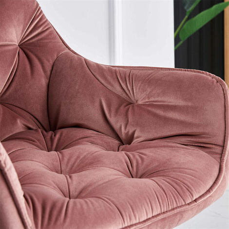 AINPECCA 4X Dining Chairs Velvet Armchair Stylish Tub Chairs with Metal Legs Upholstered Seat for Living Room/Kitchen/Counter Lounge Rose