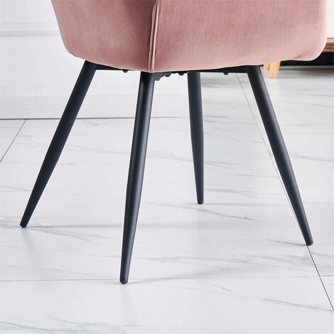 AINPECCA 4X Dining Chairs Velvet Armchair Stylish Tub Chairs with Metal Legs Upholstered Seat for Living Room/Kitchen/Counter Lounge Rose