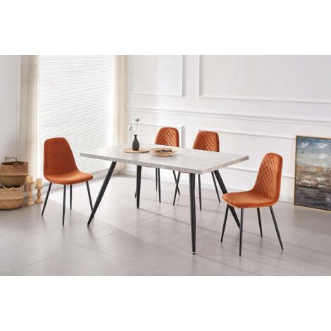AINPECCA 4X Orange Dining Chairs Velvet Padded Seat Metal Legs Kitchen Home Office UK