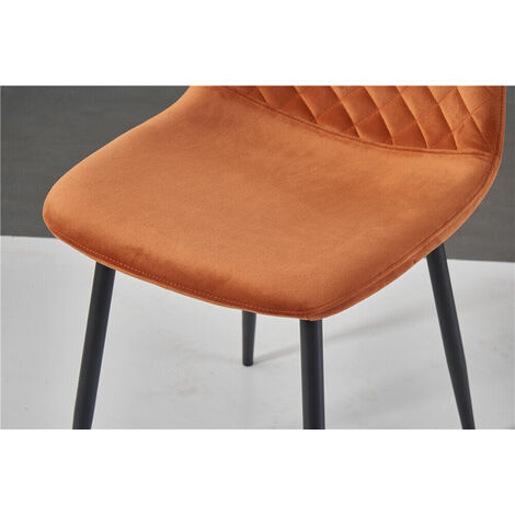 AINPECCA 2X Orange Dining Chairs Velvet Padded Seat Metal Legs Kitchen Home Office UK