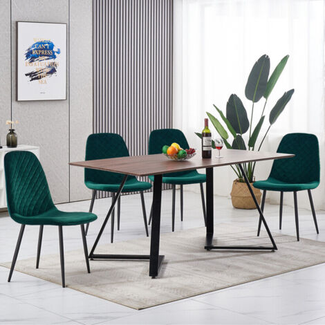 NEW 150CM MDF dining table and 4 chairs set wood table top metal chair leg,green