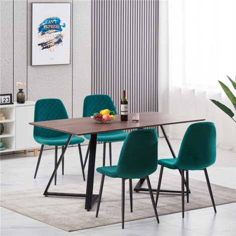 NEW 150CM MDF dining table and 4 chairs set wood table top metal chair leg,darkteal