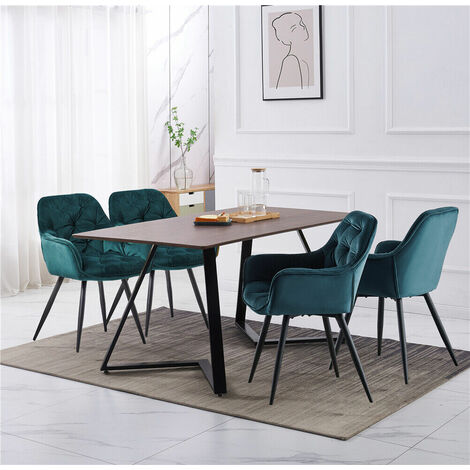 UK 150CM Retro industrial design dining table and 4 chairs set wood table top metal chair leg,teal