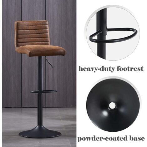 AINPECCA Set of 1 Faux Suede Bar Stools Metal Frame Footrest Base Cafe Pub Swivel Chairs,Brown