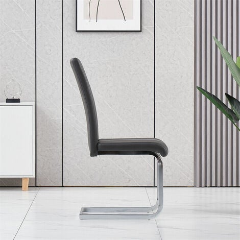 AINPECCA 2PCS GREY Dining Chairs Dining Room Office PU Leather and Velvet Padded Seat chairs New styel-only 2 chairs