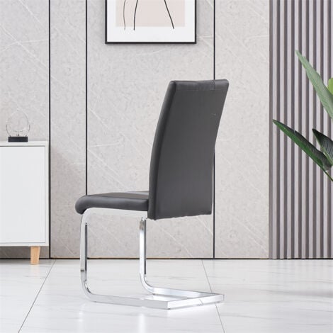 AINPECCA 2PCS GREY Dining Chairs Dining Room Office PU Leather and Velvet Padded Seat chairs New styel-only 2 chairs