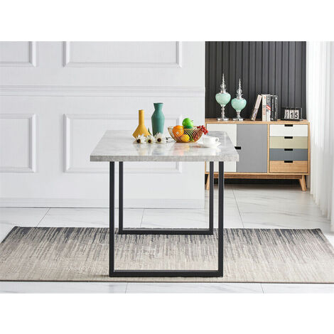 AINPECCA White Dining Table And 4 Chairs Dining Room Wood kitchen table and Leather chairs