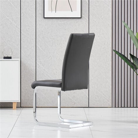 AINPECCA 2PCS GREY Dining Chairs Dining Room Office PU Leather and Velvet Padded Seat chairs New-only 2 chairs
