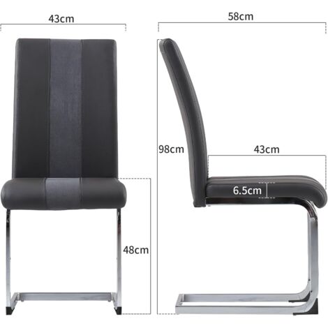 AINPECCA 4PCS GREY Dining Chairs Dining Room Office PU Leather and Velvet Padded Seat chairs New-only 4 chairs