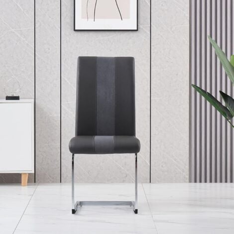 AINPECCA 4PCS GREY Dining Chairs Dining Room Office PU Leather and Velvet Padded Seat chairs New-only 4 chairs