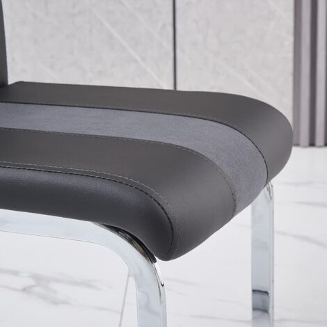 AINPECCA 4PCS GREY Dining Chairs Dining Room Office PU Leather and Velvet Padded Seat chairs New-only 4 chairs