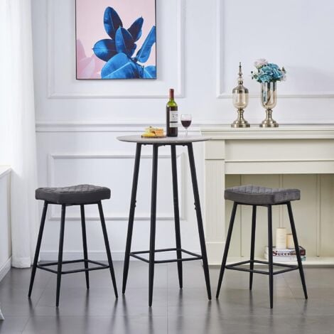 AINPECCA Bar Stools Set of 2 Velvet Grey Breakfast Dining Bar Stools Fixed Height Bar Stools Breakfast Bar, Counter, Kitchen and Home