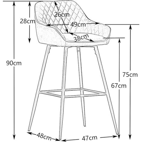 AINPECCA 2X Brown Breakfast Bar Stools Suede Padded Seat Kitchen Pub Bar Chairs Home UK