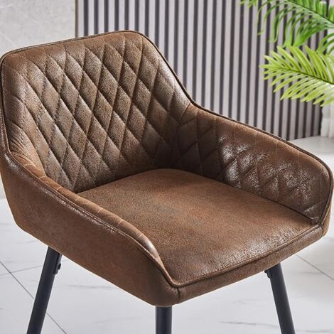 AINPECCA 2X Brown Breakfast Bar Stools Suede Padded Seat Kitchen Pub Bar Chairs Home UK