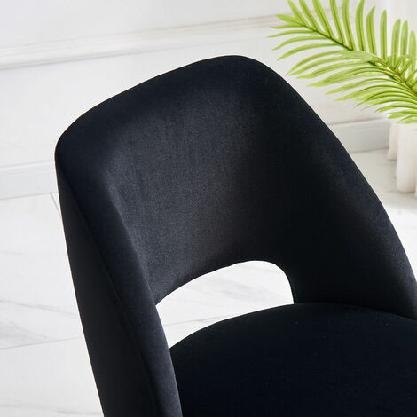 AINPECCA Velvet Dining Chairs Set of 2 Kitchen Counter Chairs with Upholstered Booster Padded Seat Armless Design with Black Metal Legs,Black