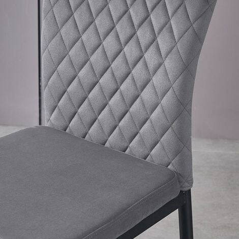 AINPECCA Set of 6 Dining Chairs High Back Velvet Office Kitchen Chair Living Home-Grey