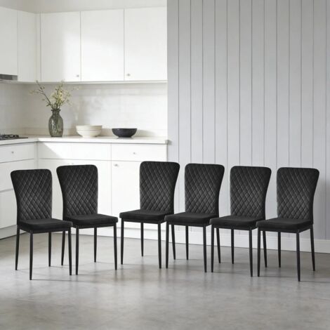 AINPECCA Set of 6 Dining Chairs High Back Velvet Office Kitchen Chair Living Home-Black