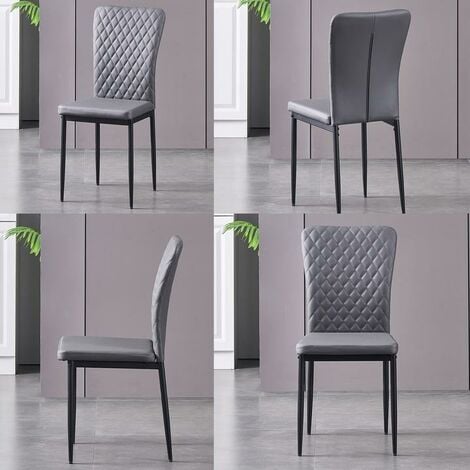 AINPECCA Set of 4 Dining Chairs High Back Suede Office Kitchen Chair Living Home-Brown