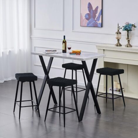 AINPECCA Bar Stools Set of 4 Velvet Black Breakfast Dining Bar Stools Fixed Height Bar Stools Breakfast Bar, Counter, Kitchen and Home