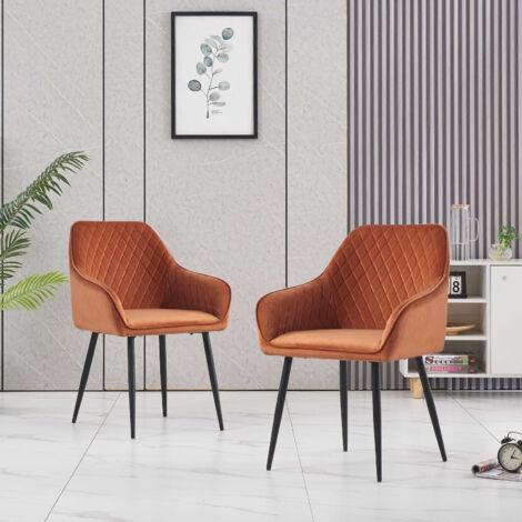 AINPECCA Dining Table and 4 Dining Chairs Set Dining Room Chair Kitchen Home Office(Grey table+4 Orange velvet chairs)