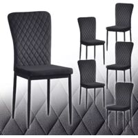 Set of 6 Velvet Dining Chairs High Back Kitchen Counter chairs home & restaurants& Lounge Leisure&Living Room(Black,6pcs)