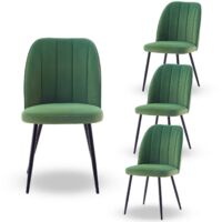 AINPECCA 4X Dining Chairs Padded Seat Metal Leg Kitchen Chair Home Office Room ,Grass Green